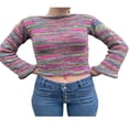 thumbnail image 1 of Femmes Crop Top Pull Y2k Tricot Crochet Manches Longues Pull Pull Tops, 1 of 6