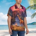 thumbnail image 3 of Fotbe Lantern Giraffes Magical Forest Camisa Hawaiana para Hombre Unisex – Camisa Casual de Verano con Botones de Manga Corta de Algodón y Lino,Medium, 3 of 7