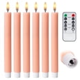 thumbnail image 3 of WYZworks 10" Fluted Ribbed LED Pink Peach Grooved Pillar Candles, Remote & 24h Timer Memory, On/Off Switch - Flameless Dimmable Battery Operated w/Flicker Mode, Home Wedding Decor (6 Pack), 3 of 9