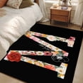thumbnail image 4 of Black Letter M Flower Area Rugs 3x5 ft Watercolor Alphabet M Pink Beige Floral Leaf Washable Rug Non Slip Indoor Carpet Absorbent Floor Mat for Living Room Bedroom Dining Room, 4 of 9