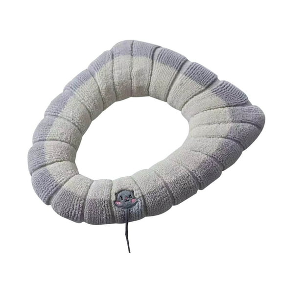 Bathroom Soft Thicker Warmer Stretchable Washable Cloth Toilet Seat Cover Pads, 1PCS (with Handle,Coffee)