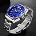 thumbnail image 4 of Reloj pulsera Lige LG10045 con correa de acero inoxidable color plateado - fondo azul - bisel azul /plateado, 4 of 8