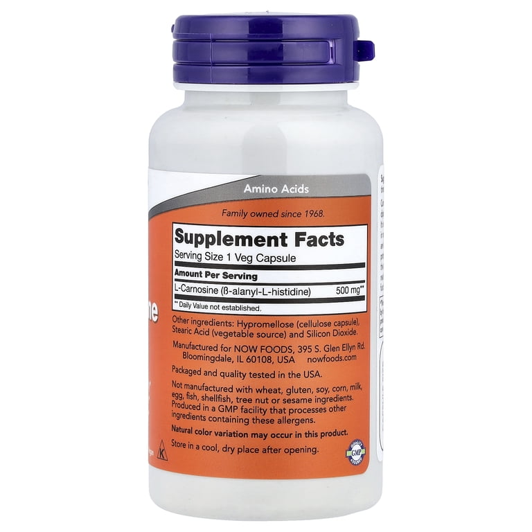 is l carnitine and l carnosine the same Now Foods L-Carnosine 500mg 50VCaps main image 1