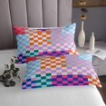 thumbnail image 3 of Erosebridal Checkered Gingham Coverlet Set Queen, Colorful Buffalo Bedding Set, Rectangle Geometry Decor, 3 of 5