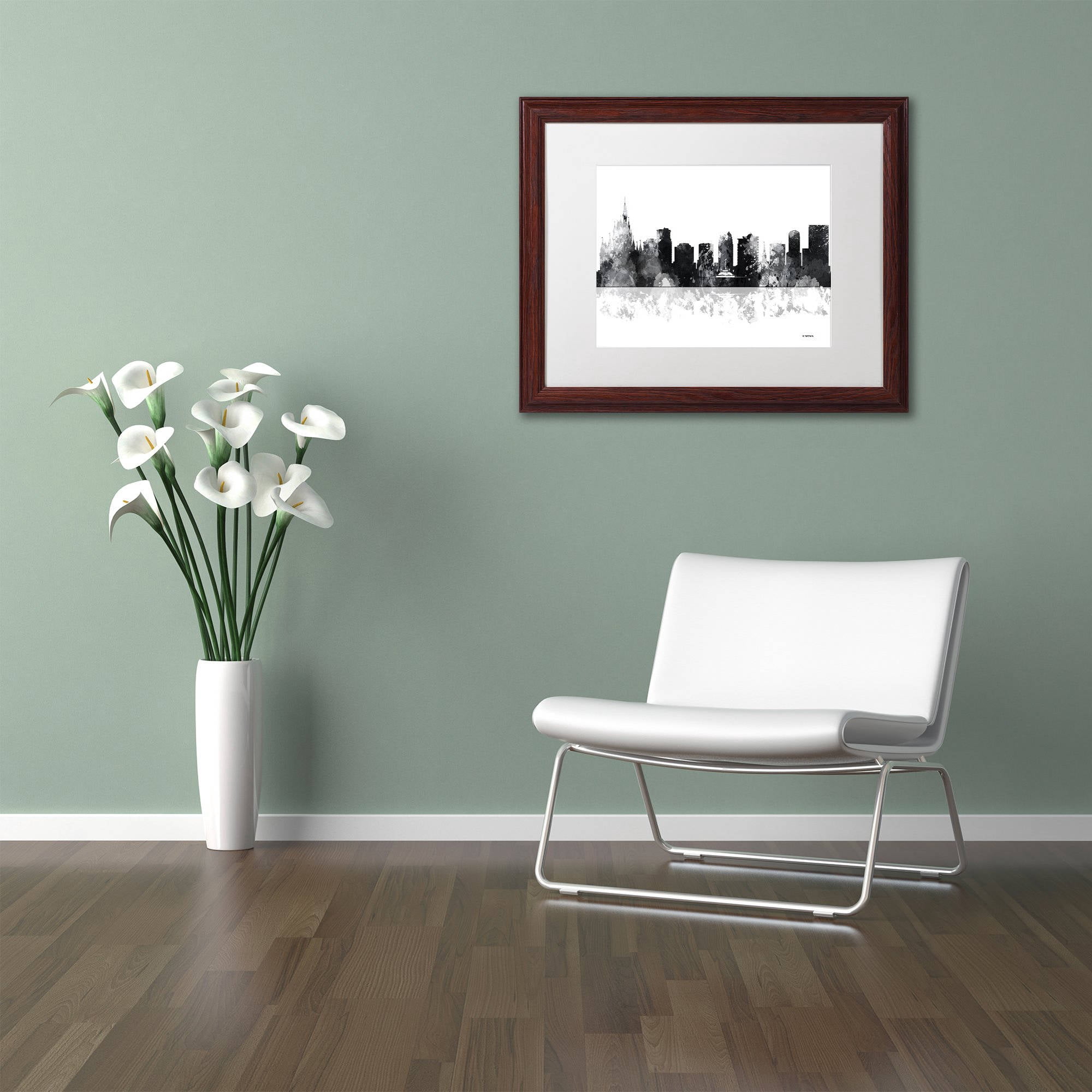 Trademark Fine Art "Orlando Florida Skyline BG-1" Canvas Art by Marlene Watson, White Matte, Wood Frame