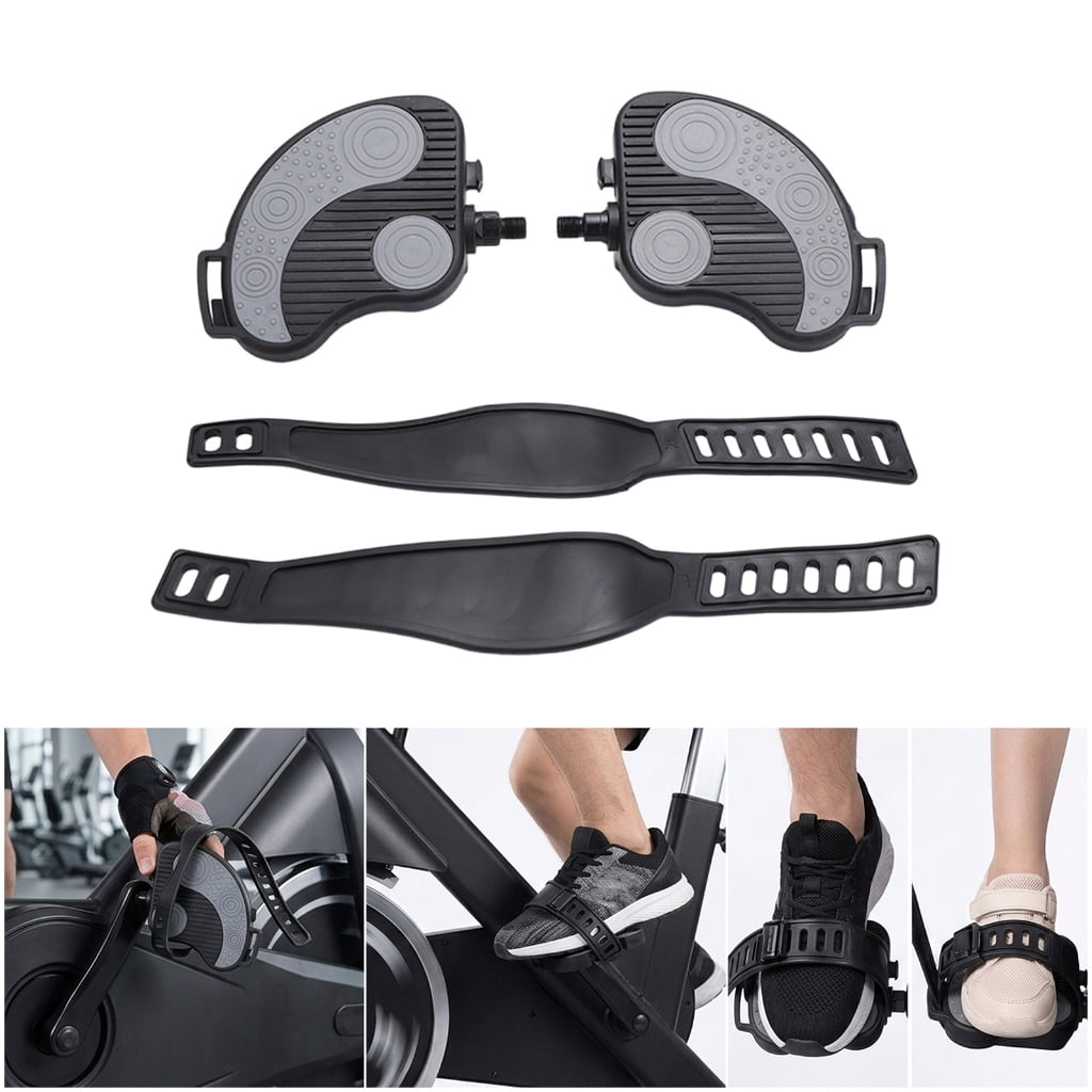 Leg Training Fitness Device Footboard Exercise Bike Pedals with Strap Stationary Recumbent Bike Pedals for Homes Workout