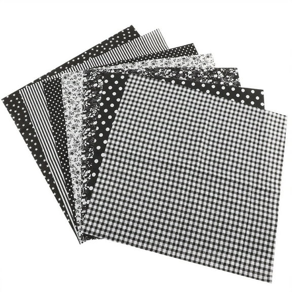 7 pcs/lot Quilting Fabric Bundles,Cotton Fat Quarters Printed Craft Fabric,Precut Squares Sheets(Black)50*50cm
