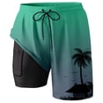 thumbnail image 1 of Shorts de Bain pour Hommes avec Doublure de Compression et Poches, Vert TG, 1 of 4