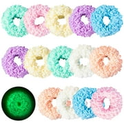 ToyHub 14Pcs Glowing Scrunchies in the Dark Fluorescent Hair Scrunchie Luminous Hair Bobbles Soft Strong Elastic Hair Ties Ponytail Holder Party Cute Hair Accessories Ropes Scrunchy for Women Girls