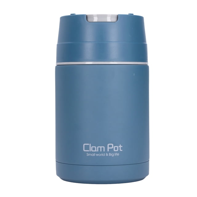 Recipiente para alimentos aislado al vacío de 800 ml/27 oz, de acero inoxidable 304, de doble capa, con cuchara plegable, color azul
