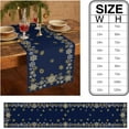 thumbnail image 7 of Gold White Snowflakes Christmas Table Runner, Winter Xmas Holiday Cotton Linen Tablecloth Holiday Farmhouse Table Decor for Home,Kitchen,Dining Room,Indoor,Outdoor,14X72 Inches Long, Navy Blue, 7 of 7