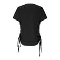 thumbnail image 4 of Fesfesfes Women's Athletic Short-Sleeve Tops Fashion Summer Side Tie Detail Crew Neck T-shirt Solid Color Outdoor Sports Breathable Tee(Black,2XL), 4 of 8