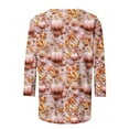 thumbnail image 4 of Inverlee Halloween Shirts for Women Cute Pumpkin Ghost Graphic Tees Soft Crewneck T-shirt 3/4 Sleeve Tunic Blouse Tops Halloween Costumes, 4 of 5