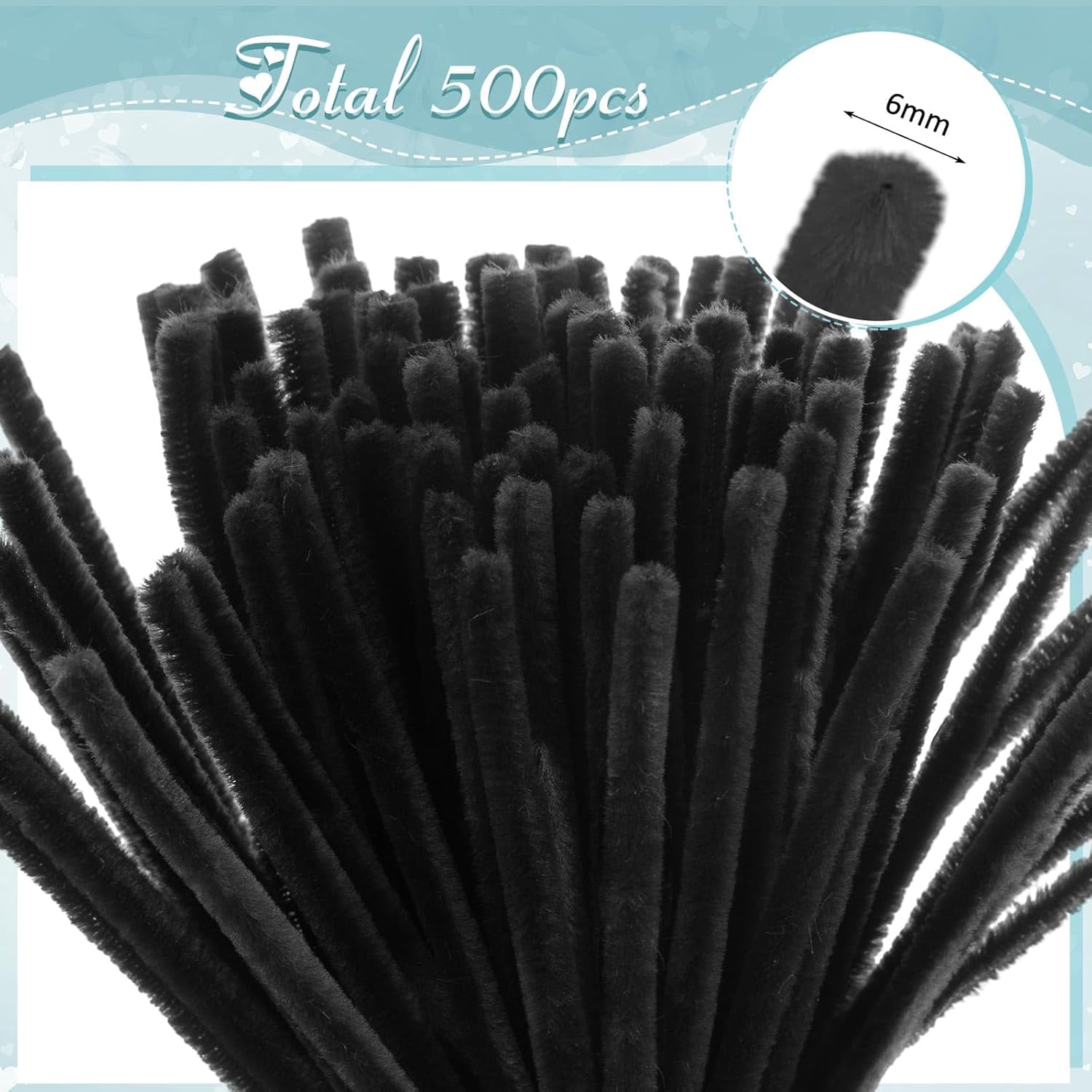 EP 500 Pieces Pipe Cleaners Chenille Stems for Flowers Craft Supplies Bulk Fluffy Fuzzy Sticks for DIY Art Projects Creative Gift Wrapping Party Decorations(Dark Gothic,12 Inch)
