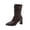 Coffee, variant on Coffee Winter Womens Casual Mid Calf Boots Pointed Toe Back Zipper Chunky High Heel Pleated Slouch Comfortable Booties