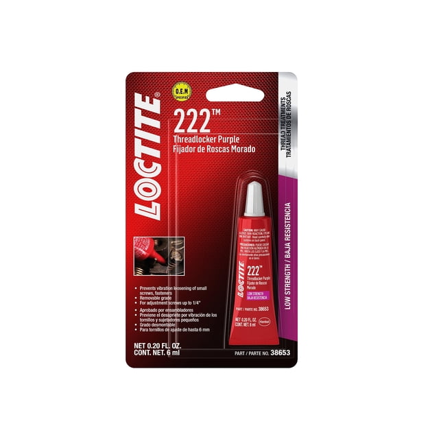 Tubo Thread Locker Loctite 222, color morado, de baja resistencia, 6 ml