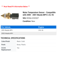 thumbnail image 2 of Water Temperature Sensor - Compatible with 2000 - 2001 Mazda MPV 2.5L V6, 2 of 2