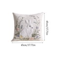 thumbnail image 3 of Funda de cojín bordada con diseño de conejos de Pascua y setas para sala de estar, cama y sofá, funda de almohada de poliéster., 3 of 6