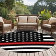 thumbnail image 4 of Round Area Rugs 8 Feet - Independence Day USA Flag Thin Red Line Soft Indoor Throw Rugs Carpets for Living Dining Bedroom Kids Room Non-Slip Playroom Crawl Rug Floor Mats Patriotic Firefighter, 4 of 9