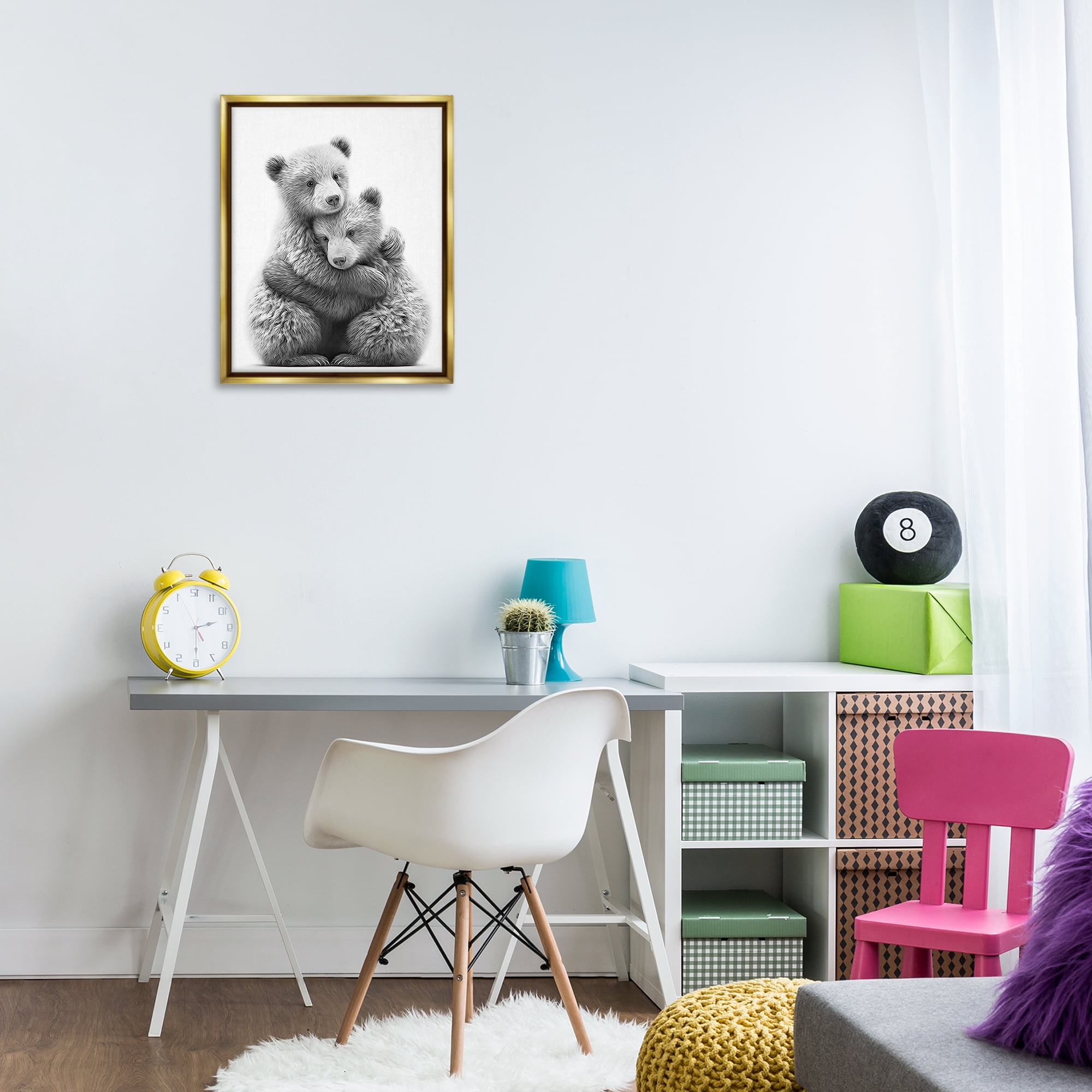 Stupell Industries Two Hugging Bears Animals & Insects Painting Gold Floater Framed Art Print Wall Art, 17 x 21