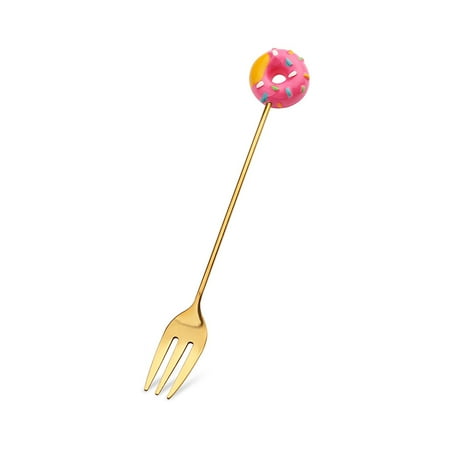 

Farfi 1pc Cute Stainless Steel Cartoon Design Kid Spoon Donut Coffee Fork Dessert Tool (Rose Red Fork Donut)