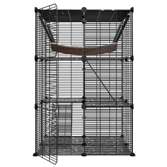 MYZBBD 4 Tiers Iron Large Cat Cage DIY Cat Playpen Indoor Metal Wire Kennel for Rabbit Small Animal,27.9*27.9*41.6 in, ferrets, rabbits, chinchillas etc.