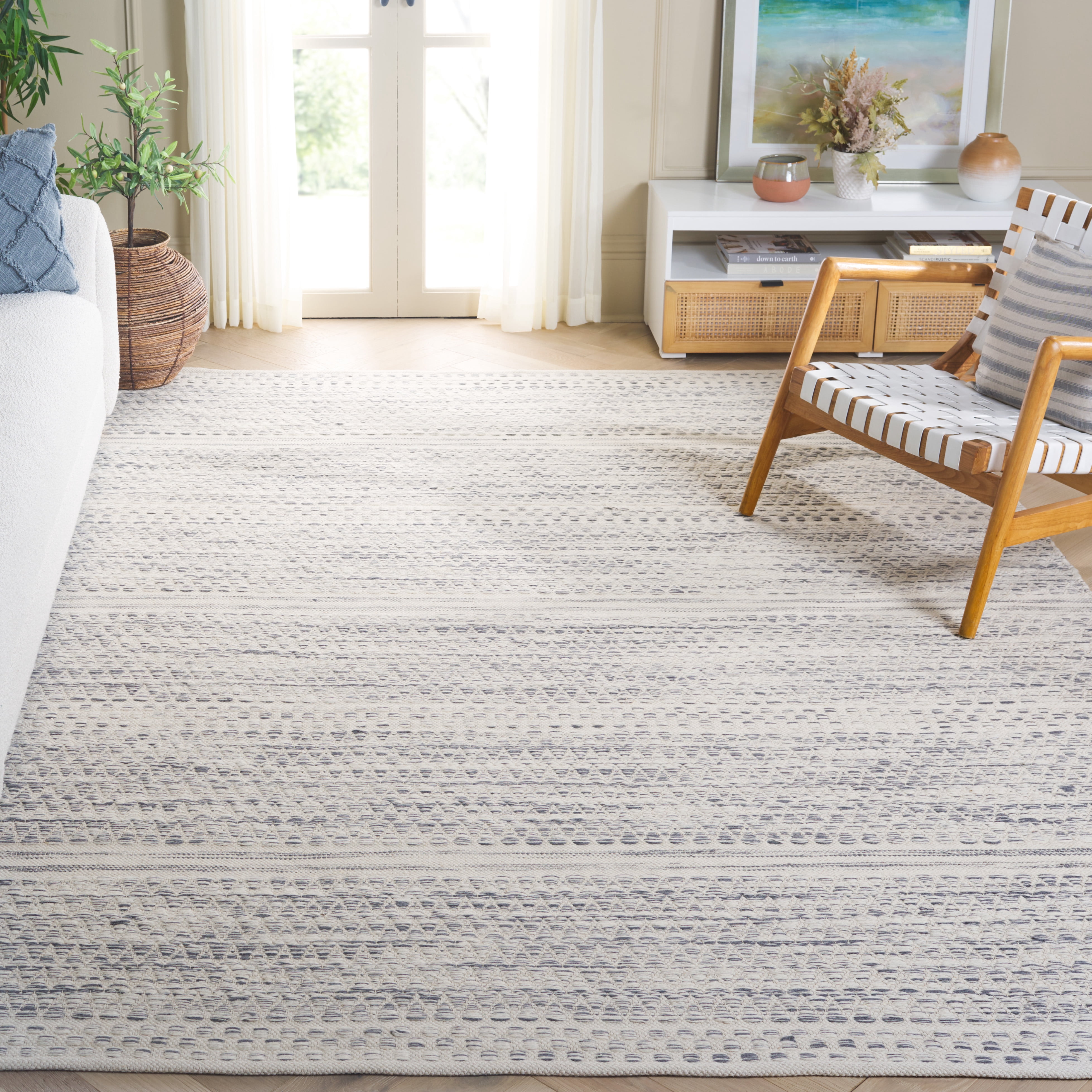 SAFAVIEH Kilim Blazhe Tribal Area Rug, Ivory/Dark Grey, 8' x 10'