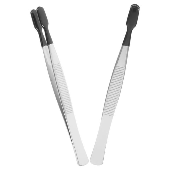 COMPUKAS 2-Pack Silicone Nose Tweezers with Stainless Steel Flat Tip for Precision Control and Collector Use at Home