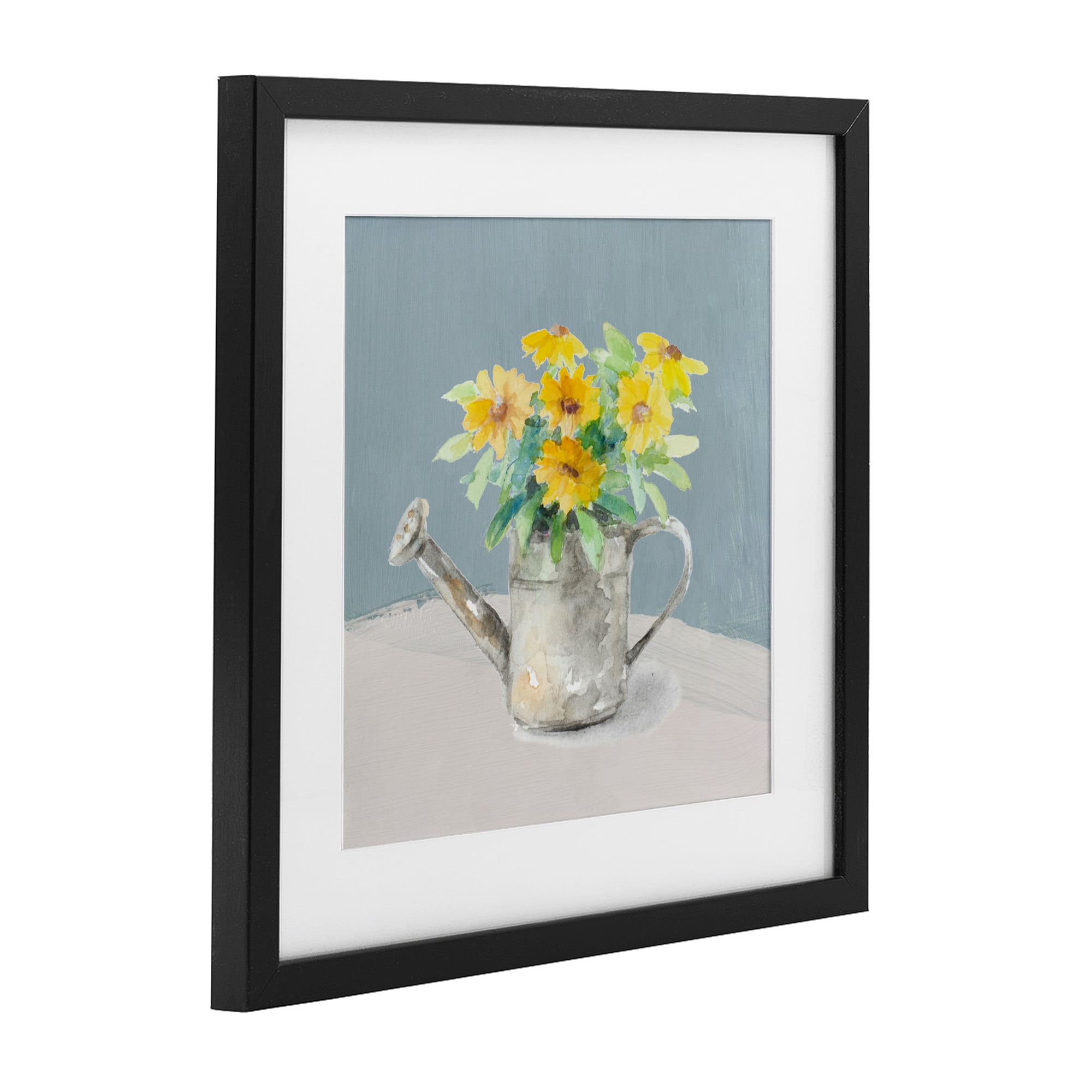 Stupell Industries Daisies in Watering Can Black Framed Print Under Glass, design by Lanie Loreth