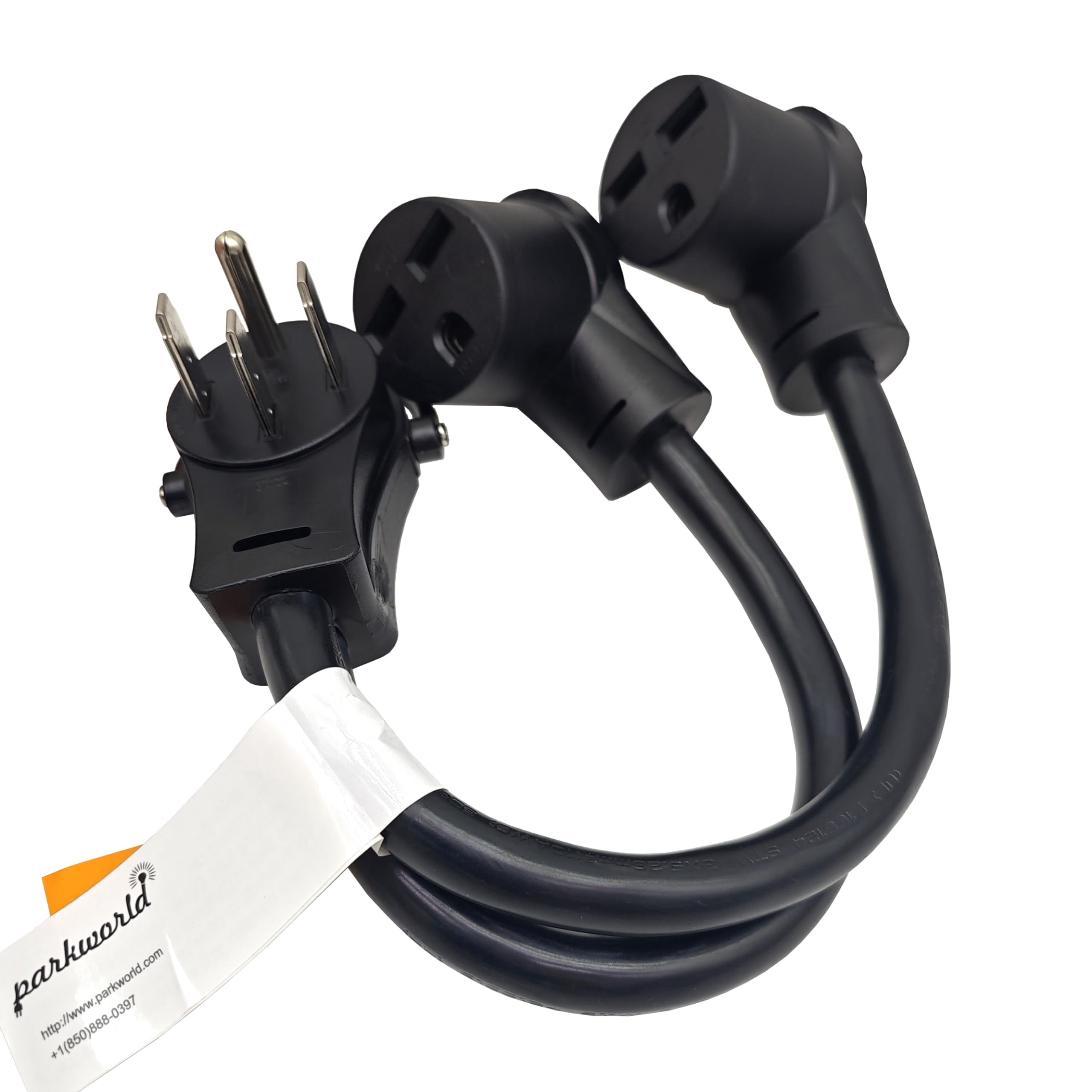 Parkworld 79315 V Splitter Cord 14-50P to (2) 6-30R, RV 50 AMP 4-Prong 14-50 Male Plug to NEMA (2) 6-30 Female Receptacle 250V 1.5FT