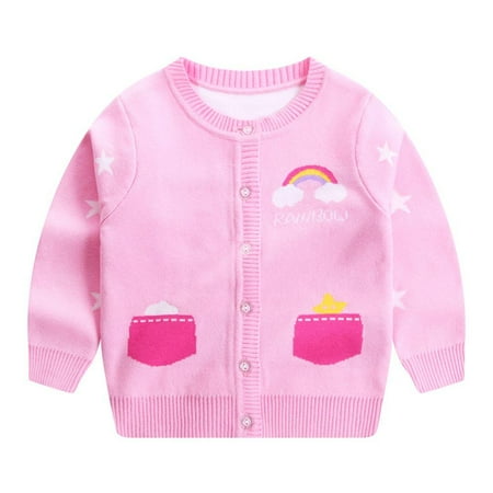 

Little Girl Button Up Cardigan Sweater V Neck Soft Knit
