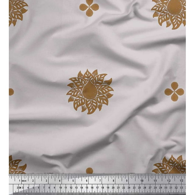 Soimoi Poly Georgette Fabric Flower Artistic Print Fabric by Yard 52 Inch Wide