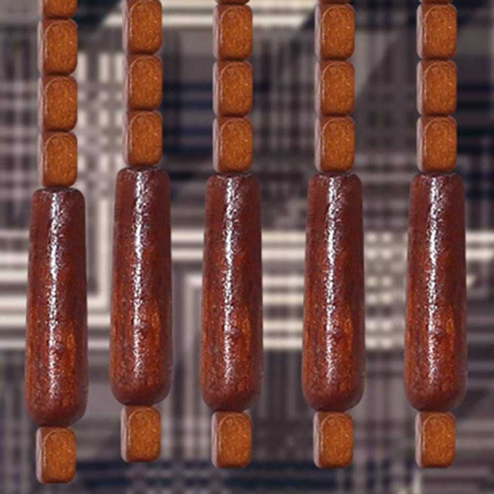 Miumaeov 35.4 * 68.9inch 32 Strands Wooden Bead Curtain,32 Lines Porch Door Fly Screen Decor Brown Curtain Bamboo Wood