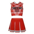 thumbnail image 4 of Aislor Haut Court de Cheerleader pour Femmes avec Mini Jupe Plissée Ensemble Uniforme de Cheerleading Rouge TTG, 4 of 7