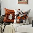 thumbnail image 3 of Sm:)e Boo Ghost Pumpkin Spider Web Bat Happy Halloween Pillow Covers 18x18 Inch Set of 2, Cushion Covers for Sofa Home Decor, 3 of 8