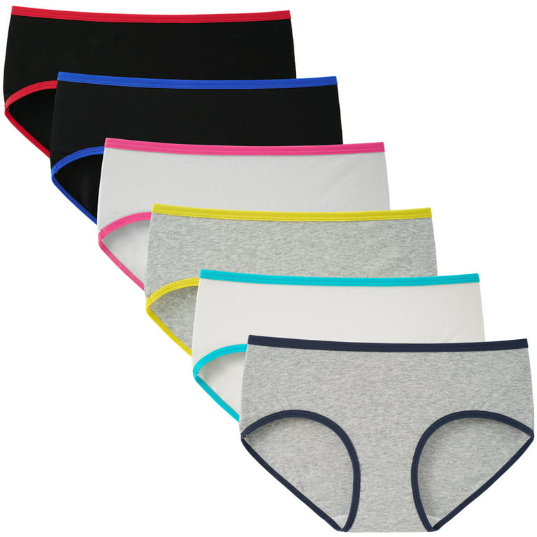 INNERSY Girls Underwear Cotton Briefs Panties for Teens 6-Pack (XL(14-16  yrs), Black) 
