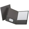 Oxford Linen Finish Twin Pocket Folders, 100-Sheet Capacity, 11 x 8.5, Light Gray, 25/Box