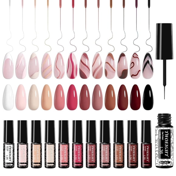 Esmalte de uñas en gel TWOEIGHT Liner Nail Art, 12 colores, 8 ml