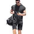 thumbnail image 4 of ZAXARRA Men Summer Sports Vest Solid Color Hooded Short Sleeves T-Shirt, 4 of 9