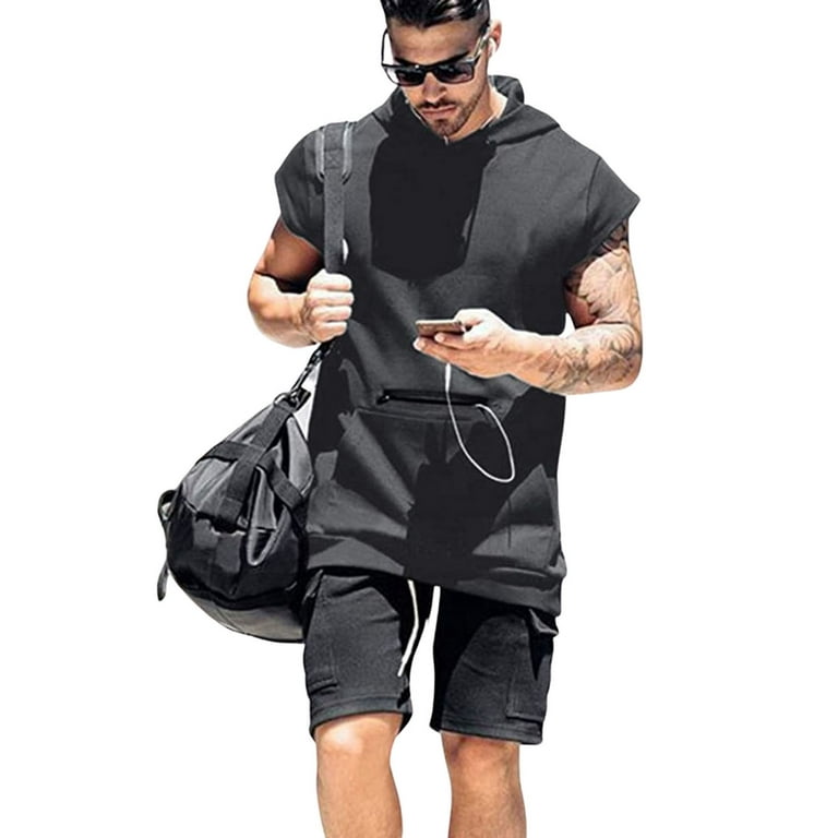 Mens short sleeve workout hoodie hotsell