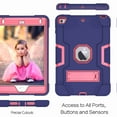 thumbnail image 2 of Dteck iPad Mini 5, Mini 4 Case, Shockproof [Full-Body] Hybrid 3-Layer Drop Protection Rugged Kickstand [HD Screen Protector] Cover For iPad Mini 5th 2019 / Mini 4th Gen 2015 7.9", Navyblue+Rose, 2 of 7