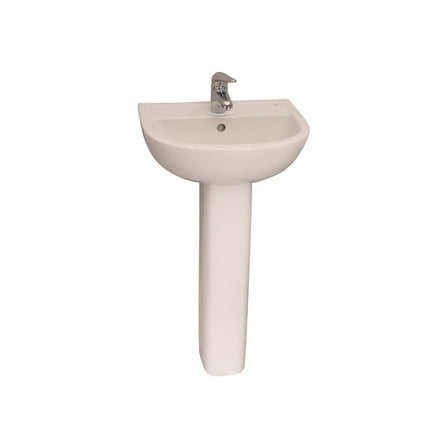 HomeStock Island Oasis 18 Inch Pedestal Lavatory Sink - Compact and Elegant Bathroom Sink with Included Mounting Hardware for Easy Installation