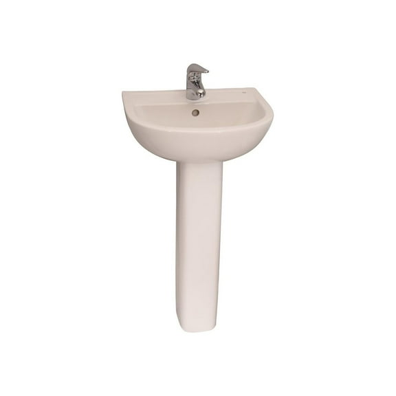 HomeStock Island Oasis 18 Inch Pedestal Lavatory Sink - Compact and Elegant Bathroom Sink with Included Mounting Hardware for Easy Installation