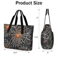 thumbnail image 3 of Tote Bag for Women - Halloween Spider Webs with Orange Spiders Shoulder Bag - Large Utility Work Duffle Bag with Zipper Handbag for Travel, Work, Sprots, 3 of 5