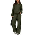 thumbnail image 2 of 2 Piece Sets for Women Lounge Hoodie Sweatsuit Sets Long Sleeve Sweatshirt Cargo Pants Matching Set Travel Outfits Dark Green M, 2 of 5