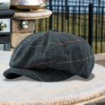 thumbnail image 4 of KDSJSXW Hat For Men Hat Men'S English Vintage Newspaper Kids' Hat Classic Plaid Driver Hat Artist Hat Hats Men (Blue,One Size), 4 of 8
