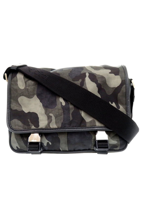 Pre-Owned Prada Tessuto camouflage messenger bag with triangular... (Good)
