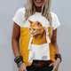 thumbnail image 2 of Camiseta informal para mujer con estampado de gato y cuello redondo, blusa de manga corta, Tops Fridja  bn4706, 2 of 4