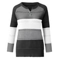 thumbnail image 4 of FAIWAD Long Sleeve Sweaters for Women Color Block Striped Plus Size Zip Knitted Pullover Tops, 4 of 6