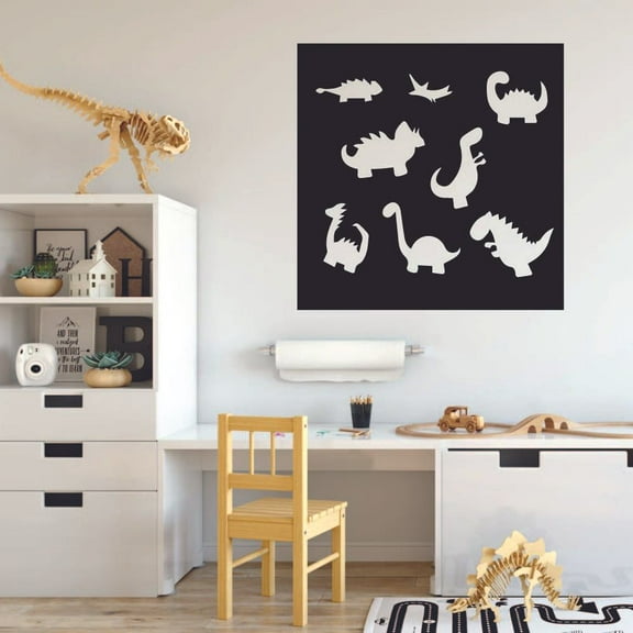 Dinosaurs Silhouette Dinosaur Dino T-Rex Wall Sticker Art Decal for Girls Boys Kids Room Bedroom Nursery Kindergarten Garage House Fun Home Decor Stickers Wall Art Vinyl Decoration Size (30x30 inch)